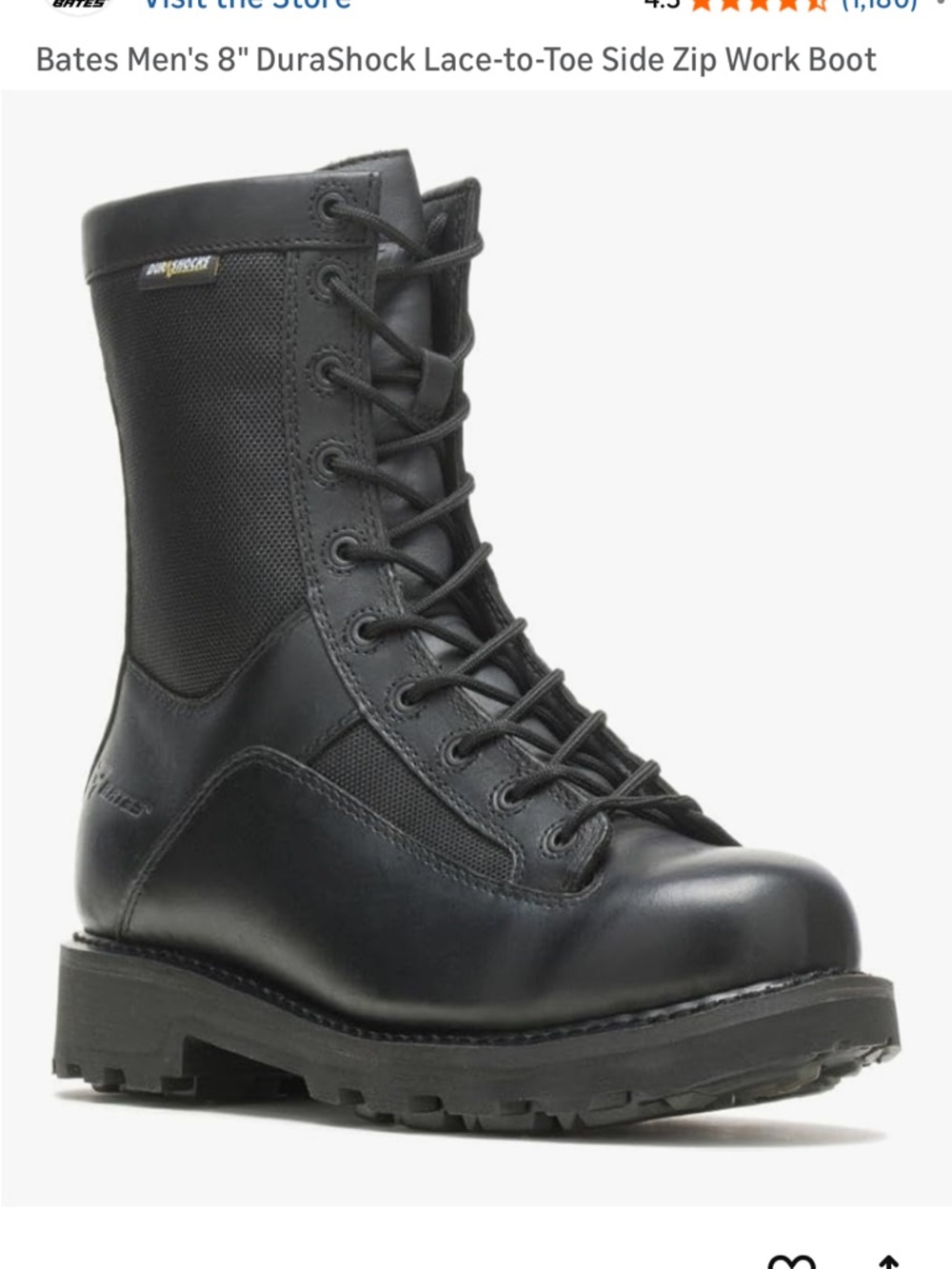 Bates Black Lace-Up 8" Tactical Work Boot